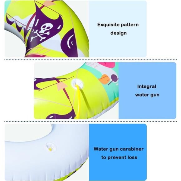 3 Pack Swimming Pool Floats with Water Guns Inflatable‎ Pool Swim Tubes for Kids - Picture 5 of 6